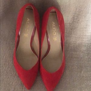 Aldo Red Suede pumps with Silver Heel